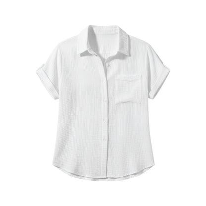Chemisier d’été femme à boutons et manches courtes – Blouse légère décontractée