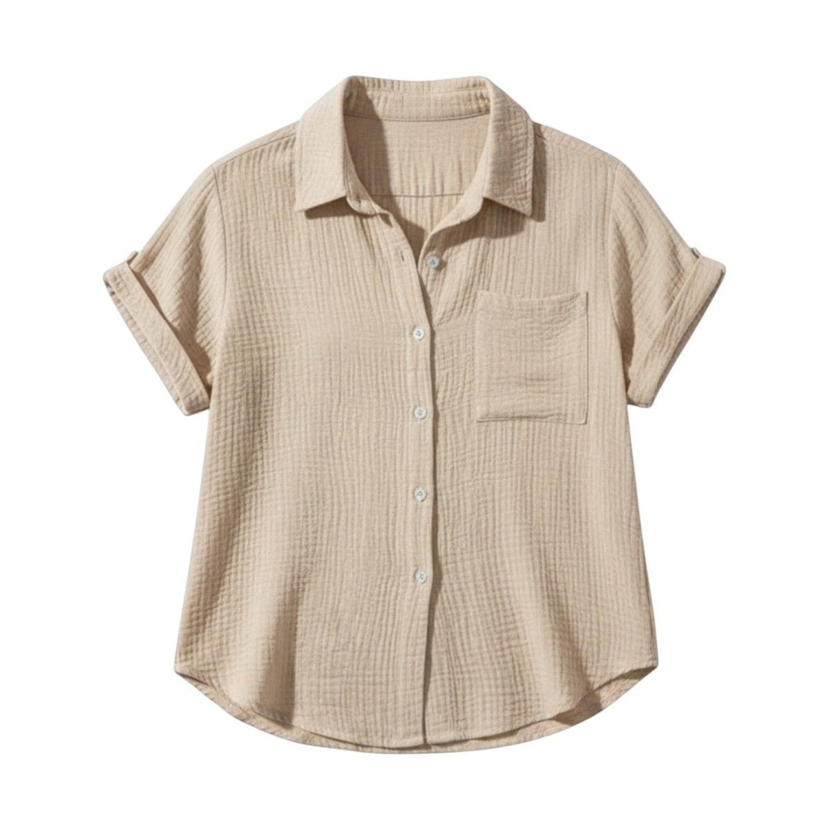 Chemisier d’été femme à boutons et manches courtes – Blouse légère décontractée