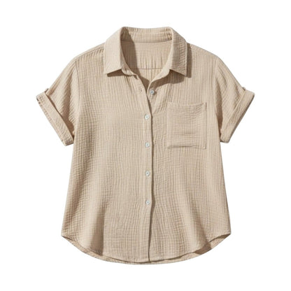 Chemisier d’été femme à boutons et manches courtes – Blouse légère décontractée