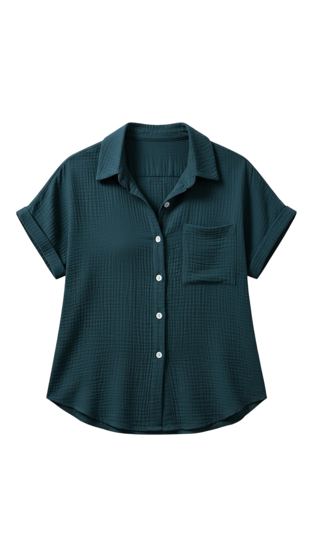 Chemisier d’été femme à boutons et manches courtes – Blouse légère décontractée