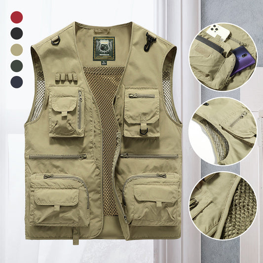 Gilet d'Été Léger Multi-Poches Homme – Veste Sans Manches Respirante pour la Randonnée, la Pêche, le Camping et les Voyages