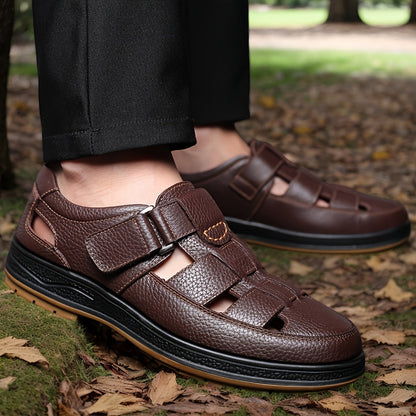 Sandales homme style classique – Cuir véritable et ouverture ventilée