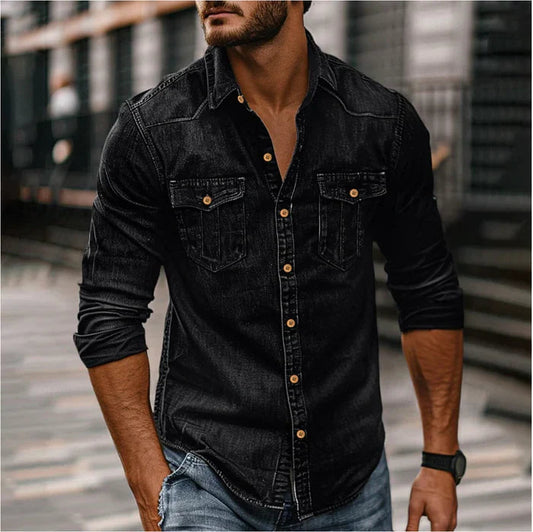 Chemise en Denim Homme Slim Moderne – Style Rugueux Élégant