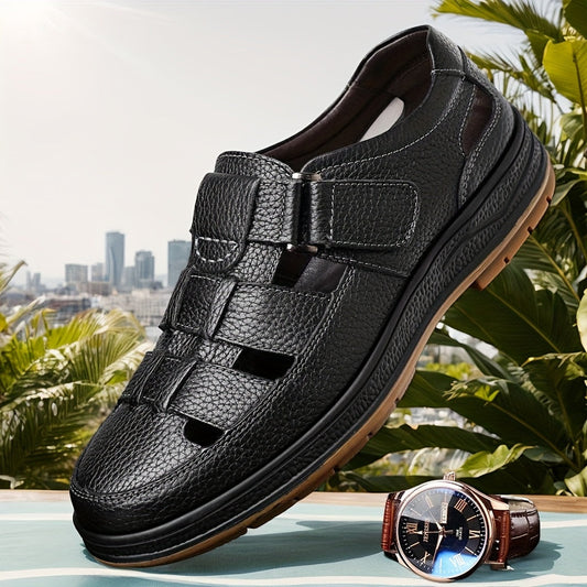 Sandales homme style classique – Cuir véritable et ouverture ventilée