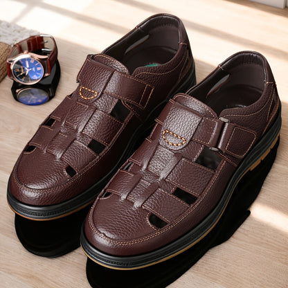 Sandales homme style classique – Cuir véritable et ouverture ventilée