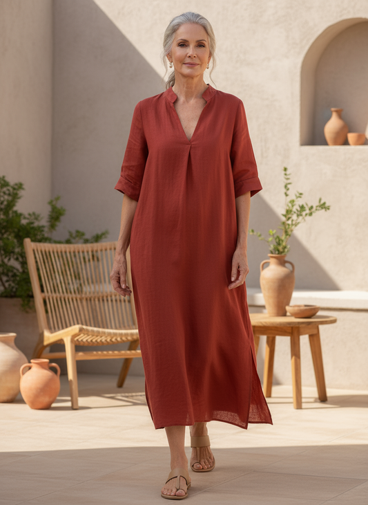 Robe femme ample decontractee manches courtes - Fluide et facile a porter
