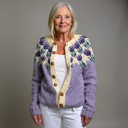 Cardigan Femme Vintage Islandais – Style Nordique Classique en Maille Douillette