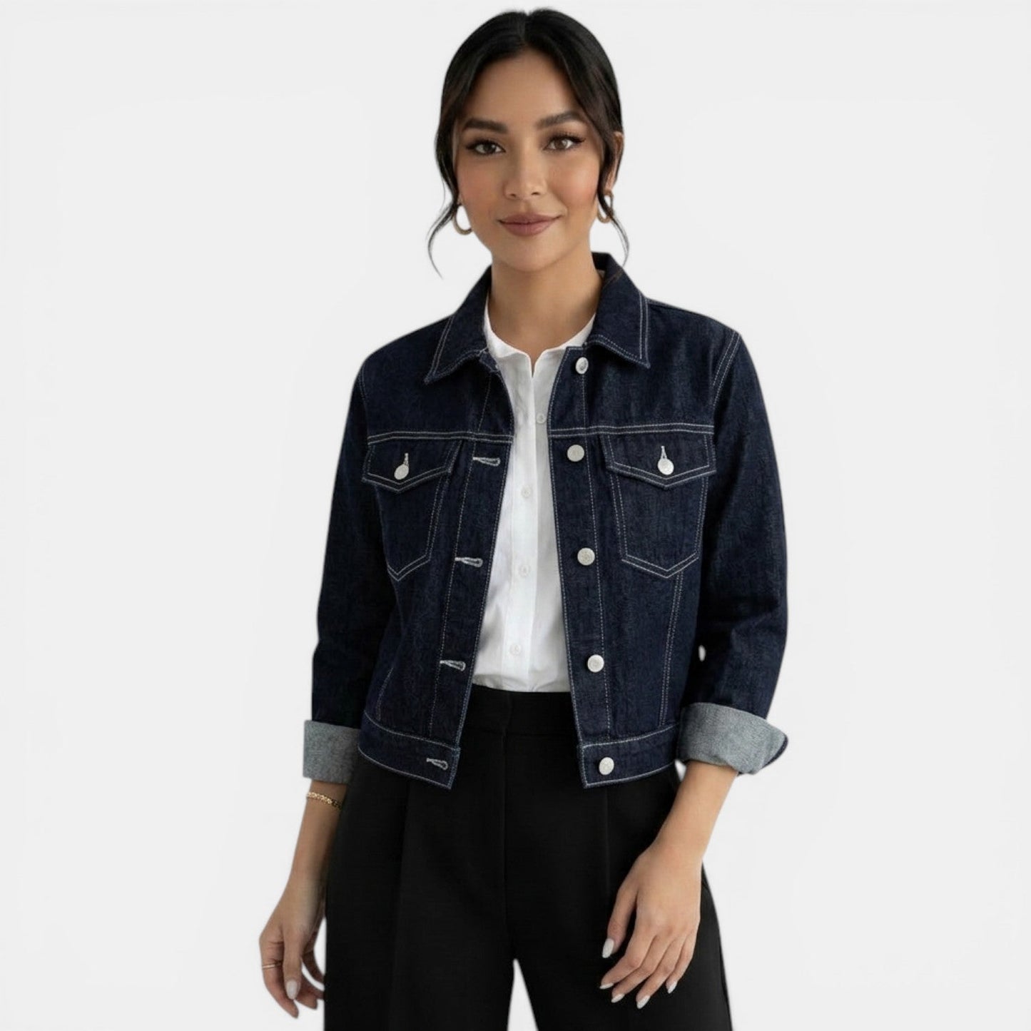 Veste en jean courte femme bleu denim - Style casual moderne et tendance