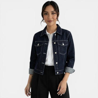 Veste en jean courte femme bleu denim - Style casual moderne et tendance