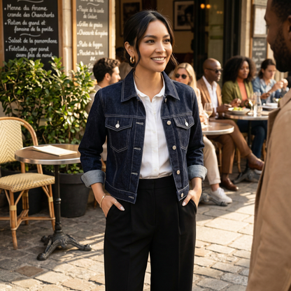 Veste en jean courte femme bleu denim - Style casual moderne et tendance