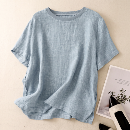 Women's cotton blouse with short sleeves - Light and casual