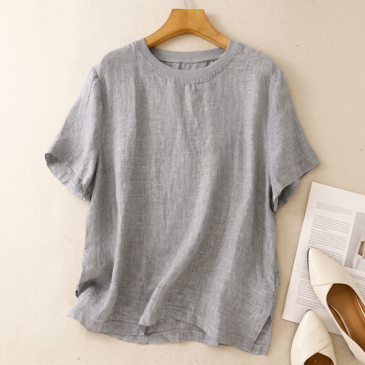 Women's cotton blouse with short sleeves - Light and casual