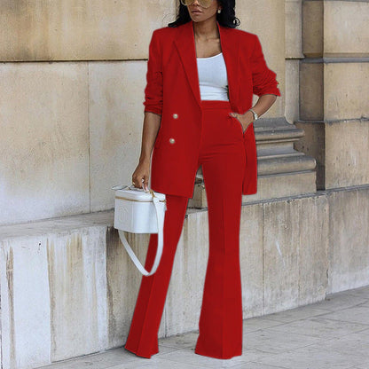 Ensemble blazer long et pantalon évasé – Look sophistiqué