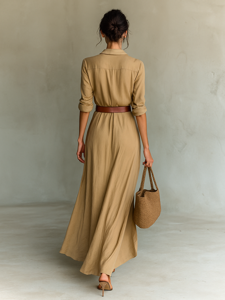 Robe chemise longue femme – Coupe fluide élégante pour l’été