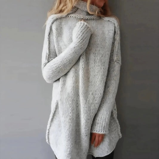 Pull Femme Col Roulé Tricoté À La Main – Pull En Maille Confortable Et Élégant