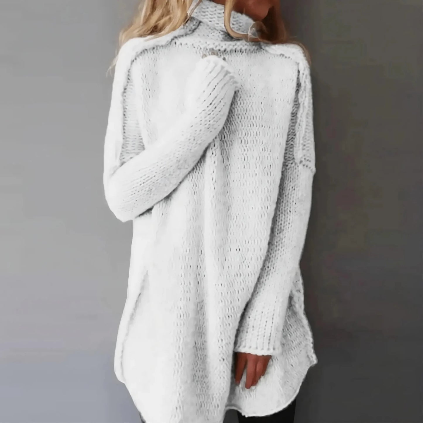 Pull Femme Col Roulé Tricoté À La Main – Pull En Maille Confortable Et Élégant