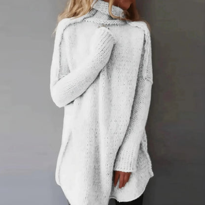 Pull Femme Col Roulé Tricoté À La Main – Pull En Maille Confortable Et Élégant