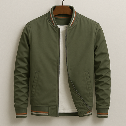 Veste Bomber Homme Légère à Zip – Veste Décontractée avec Bord Côtelé