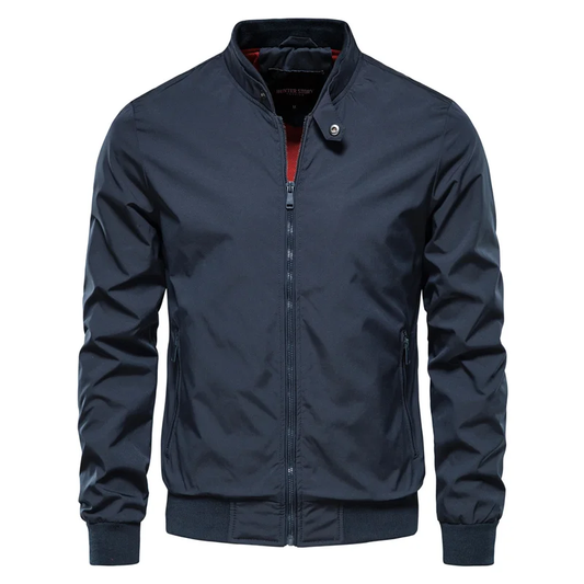 Men's Casual Spring Bomber Jacket – Zip-Up Jacket with Stand-Up Collar