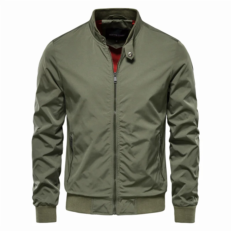 Veste Bomber Homme Printemps Décontractée – Veste Zippée Col Montant