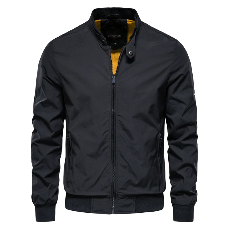 Veste Bomber Homme Printemps Décontractée – Veste Zippée Col Montant