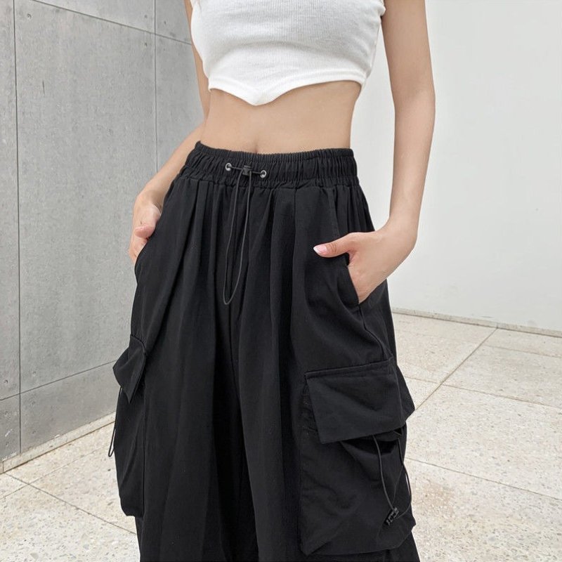Pantalon Cargo Femme Taille Haute Avec Poches Multiples – Pantalon Décontracté À Jambe Large
