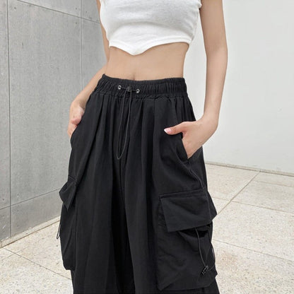Pantalon Cargo Femme Taille Haute Avec Poches Multiples – Pantalon Décontracté À Jambe Large