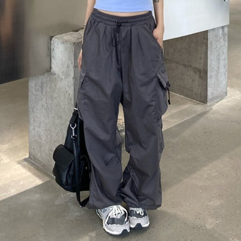 Pantalon Cargo Femme Taille Haute Avec Poches Multiples – Pantalon Décontracté À Jambe Large