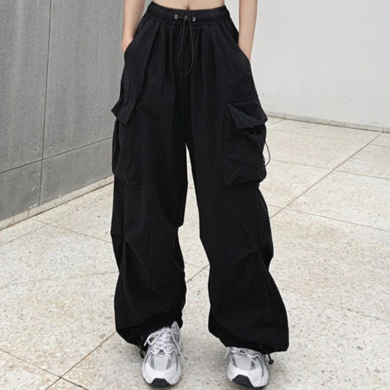 Pantalon Cargo Femme Taille Haute Avec Poches Multiples – Pantalon Décontracté À Jambe Large