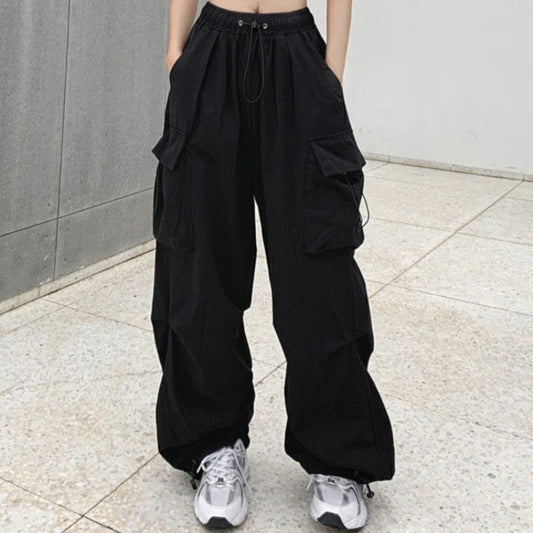 Pantalon Cargo Femme Taille Haute Avec Poches Multiples – Pantalon Décontracté À Jambe Large