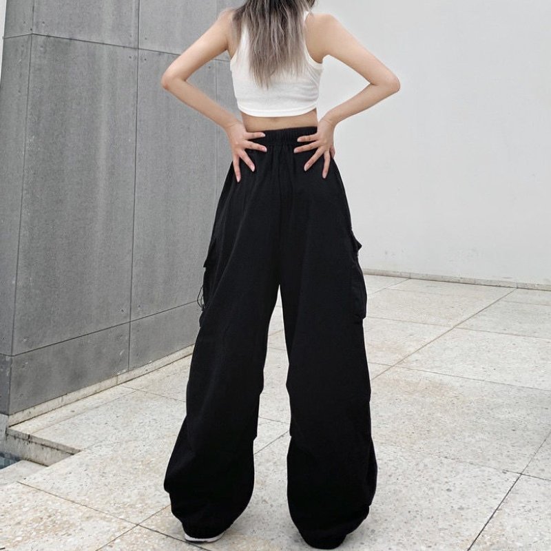Pantalon Cargo Femme Taille Haute Avec Poches Multiples – Pantalon Décontracté À Jambe Large