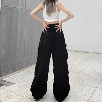 Pantalon Cargo Femme Taille Haute Avec Poches Multiples – Pantalon Décontracté À Jambe Large