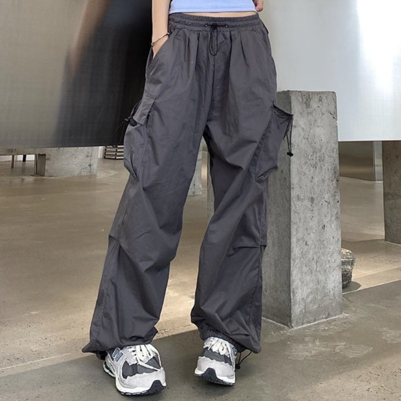 Pantalon Cargo Femme Taille Haute Avec Poches Multiples – Pantalon Décontracté À Jambe Large