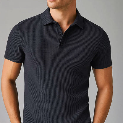 Polo Homme Décontracté Ultra-Doux Extensible – Top Tricot à Manches Courtes Confort