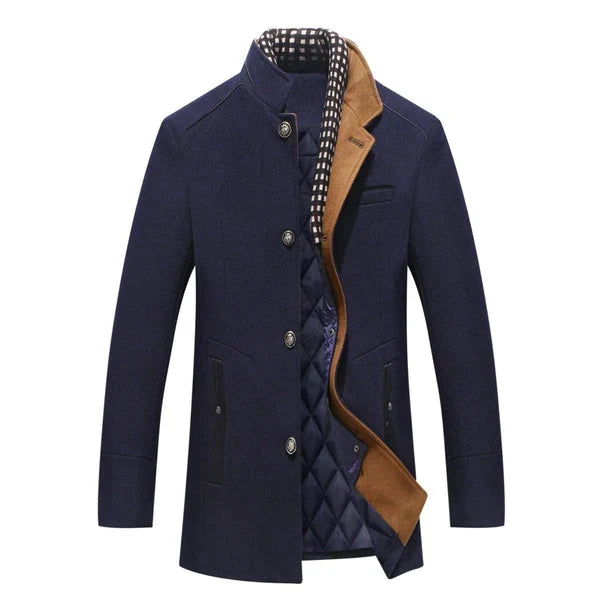 Manteau Homme en Mélange de Laine – Manteau d’Hiver Épais à Double Col