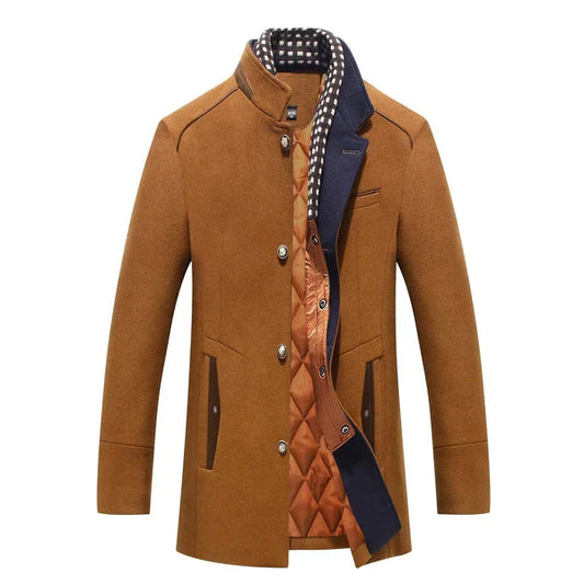 Manteau Homme en Mélange de Laine – Manteau d’Hiver Épais à Double Col