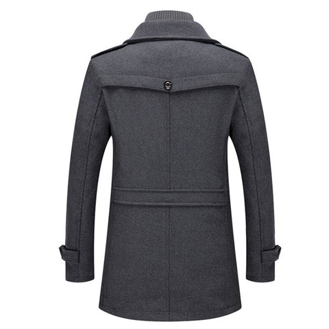 Manteau en Laine Double Couche Premium pour Homme – Pardessus Épais à Boutonnage Simple