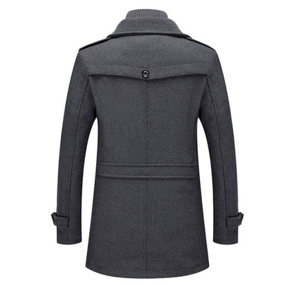 Manteau en Laine Double Couche Premium pour Homme – Pardessus Épais à Boutonnage Simple