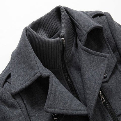 Manteau en Laine Double Couche Premium pour Homme – Pardessus Épais à Boutonnage Simple