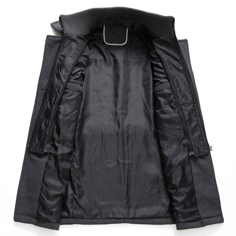 Manteau en Laine Double Couche Premium pour Homme – Pardessus Épais à Boutonnage Simple