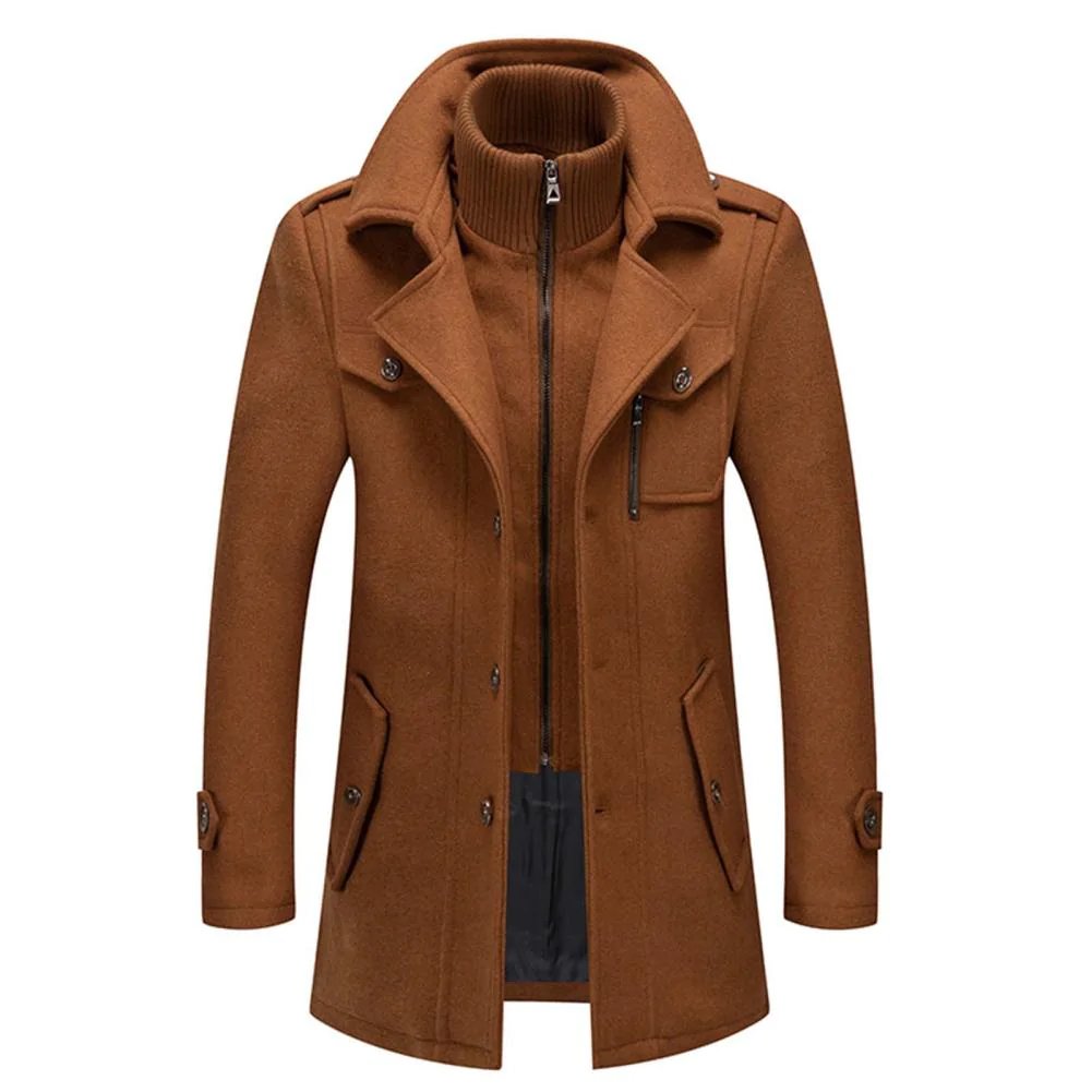 Manteau en Laine Double Couche Premium pour Homme – Pardessus Épais à Boutonnage Simple