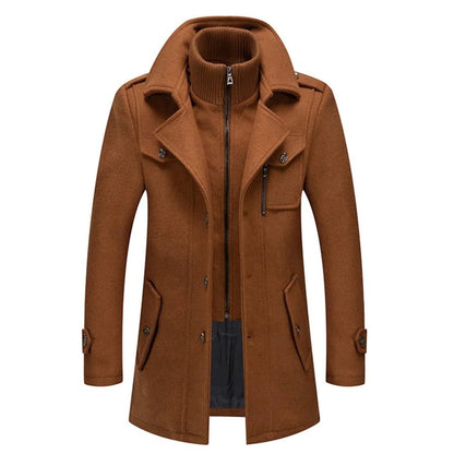 Manteau en Laine Double Couche Premium pour Homme – Pardessus Épais à Boutonnage Simple