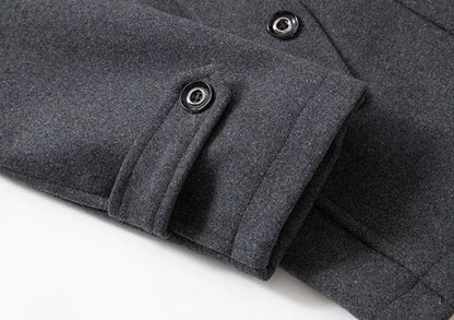 Manteau en Laine Double Couche Premium pour Homme – Pardessus Épais à Boutonnage Simple