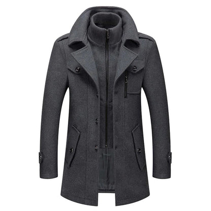 Manteau en Laine Double Couche Premium pour Homme – Pardessus Épais à Boutonnage Simple