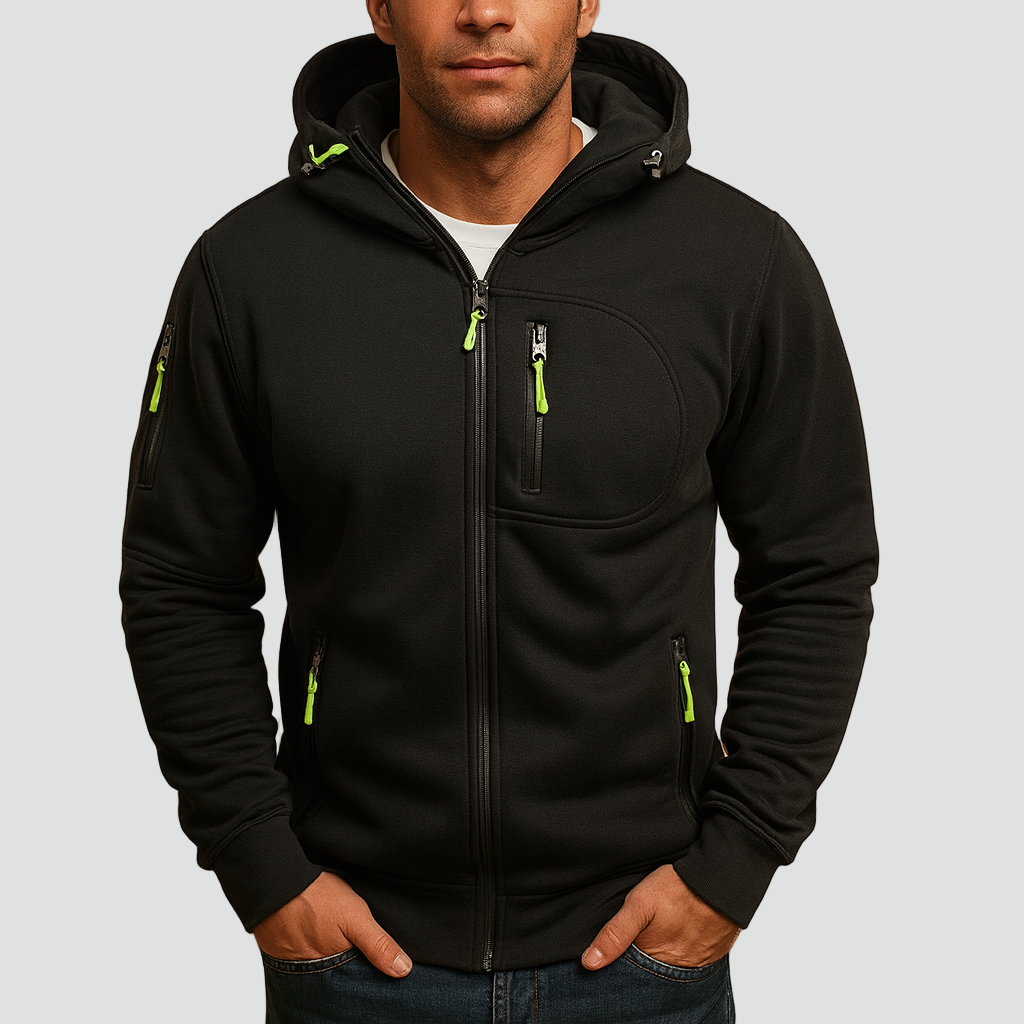 Men's zip-up hooded hoodie - Comfortable and warm