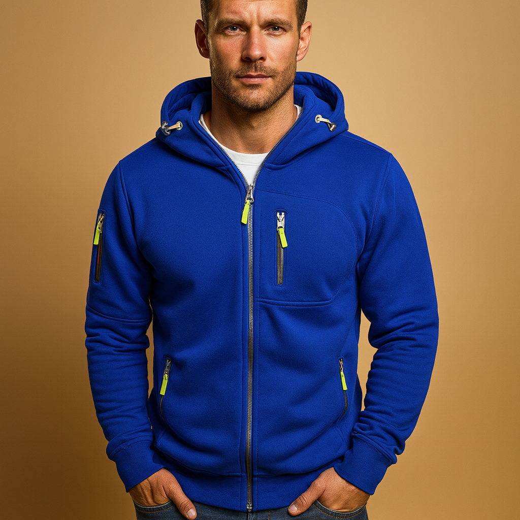 Men's zip-up hooded hoodie - Comfortable and warm