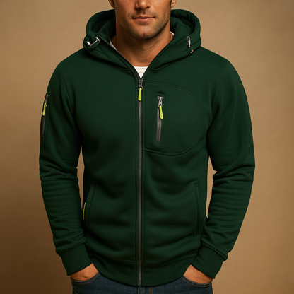 Men's zip-up hooded hoodie - Comfortable and warm
