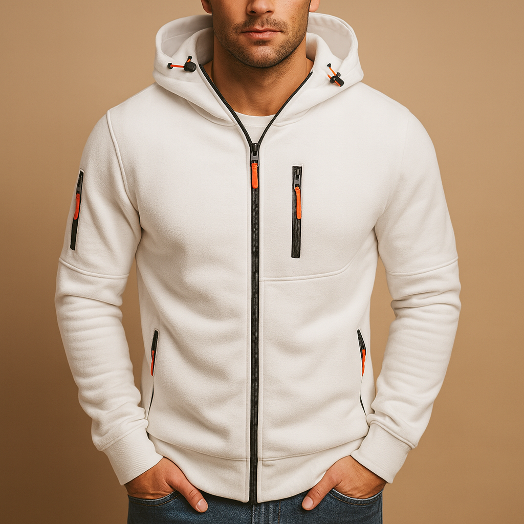 Men's zip-up hooded hoodie - Comfortable and warm