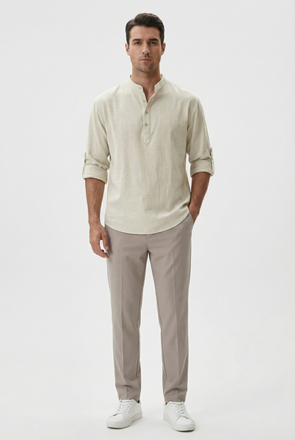 Chemise d’Été Homme en Lin – Manches Relevées Respirante