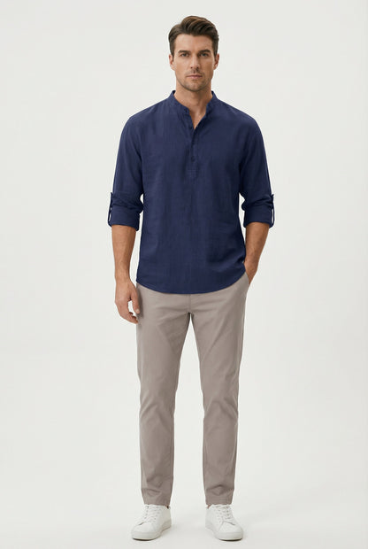 Chemise d’Été Homme en Lin – Manches Relevées Respirante